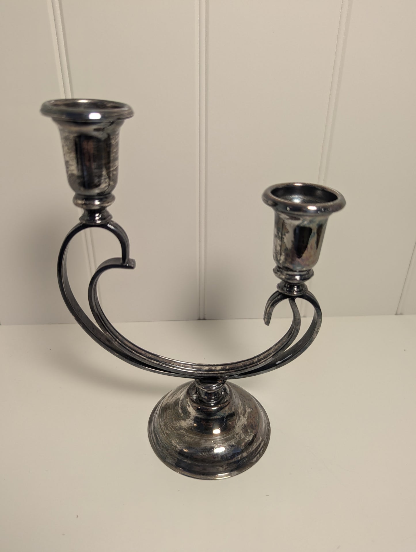 Silver plated vintage candle holder
