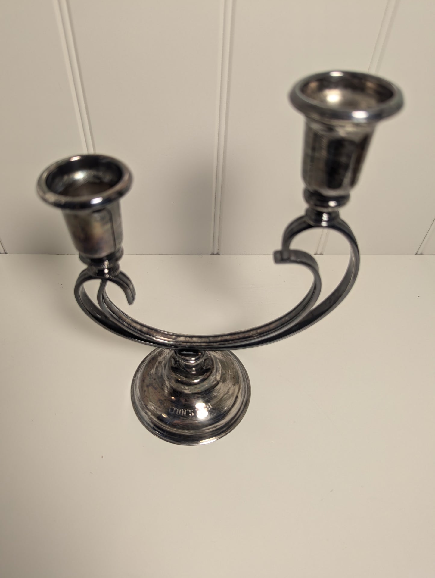 Silver plated vintage candle holder