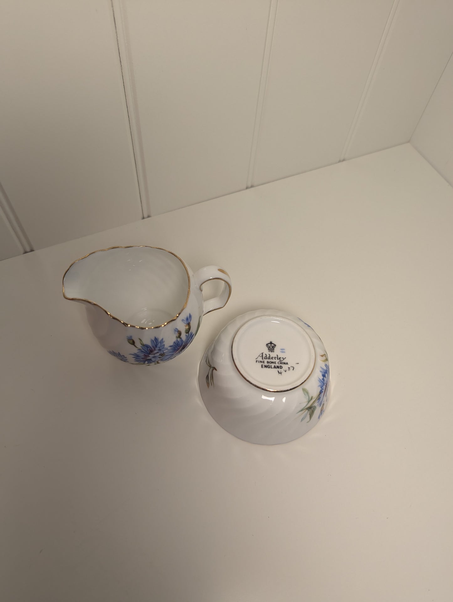 Adderley Fine Bone China Creamer and Sugar Bowl England